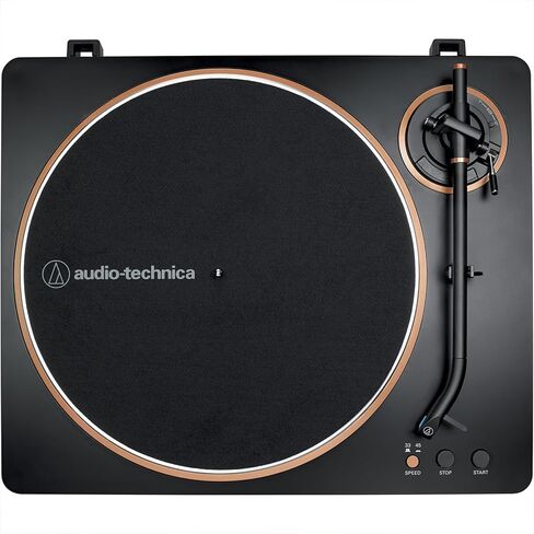 Audio-Technica AT-LP70X-BZ Fully Automatic Belt-Drive Turntable, Black/Bronze Bundle with Record Care Solution, Deco Gear Cleaning Kit, Stroboscope and Record Stabilizer in Saudi Arabia