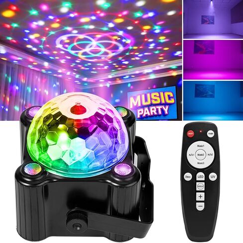 Laucnpty Disco Ball Party Lights Sound Activated Strobe DJ Stage Lighting for Indoor Room Outdoor Dance Floor Parties Birthday Rave Home Karaoke Halloween Christmas Wedding Show Bar Club Decorations in Kuwait
