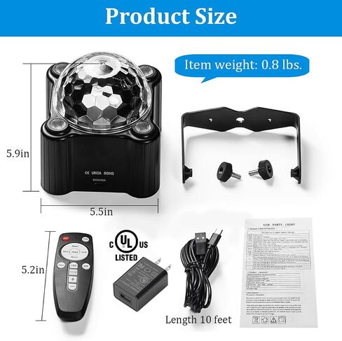 Laucnpty Disco Ball Party Lights Sound Activated Strobe DJ Stage Lighting for Indoor Room Outdoor Dance Floor Parties Birthday Rave Home Karaoke Halloween Christmas Wedding Show Bar Club Decorations in Kuwait