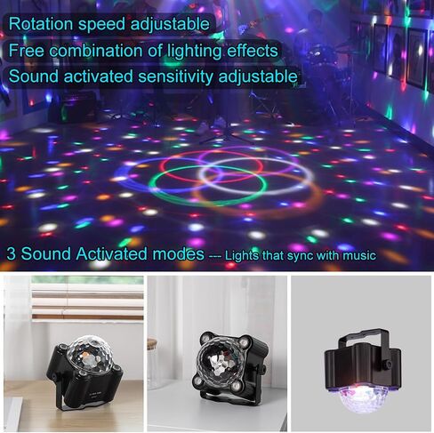 Laucnpty Disco Ball Party Lights Sound Activated Strobe DJ Stage Lighting for Indoor Room Outdoor Dance Floor Parties Birthday Rave Home Karaoke Halloween Christmas Wedding Show Bar Club Decorations in Kuwait