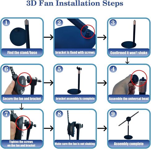 19.7" 3D Hologram Fan With Desktop Stand, Holographic Fan Display Supports Wifi /APP/PC/Bluetooth, remote, HD LED 3D Projector Fan(50CM) For Business Advertising, Retail Store, Exhibition Booth, Shop in Kuwait