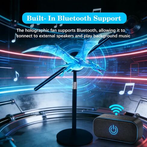 19.7" 3D Hologram Fan With Desktop Stand, Holographic Fan Display Supports Wifi /APP/PC/Bluetooth, remote, HD LED 3D Projector Fan(50CM) For Business Advertising, Retail Store, Exhibition Booth, Shop in Kuwait