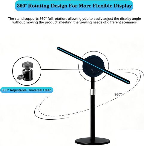 19.7" 3D Hologram Fan With Desktop Stand, Holographic Fan Display Supports Wifi /APP/PC/Bluetooth, remote, HD LED 3D Projector Fan(50CM) For Business Advertising, Retail Store, Exhibition Booth, Shop in Kuwait