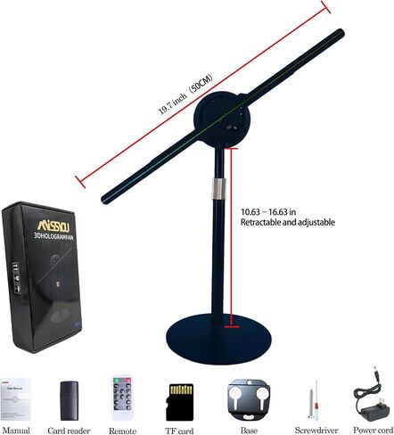 19.7" 3D Hologram Fan With Desktop Stand, Holographic Fan Display Supports Wifi /APP/PC/Bluetooth, remote, HD LED 3D Projector Fan(50CM) For Business Advertising, Retail Store, Exhibition Booth, Shop in Kuwait
