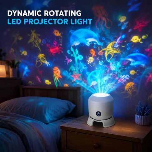 Projector Night Light for Kids Room with Dynamic Sleep Aid Themes of Ocean,Multiple Brightness Levels Dimming & 360° Adjustable Angle, USB Charging, Ideal Gift for Boys Girls Ages 4-10,Birthday Gifts in Kuwait
