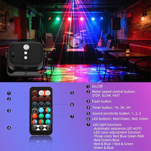 LED Disco Light RGB Sound-Activated Stage Light, Portable DJ Party Lighting with Remote Control for Home Room Karaoke Christmas Halloween Wedding Decor Stocking Stuffers in Kuwait