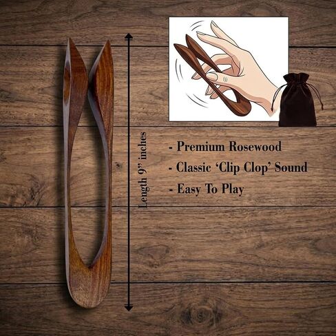 Musical Spoons for Percussion – Handcrafted 9" Rosewood Rhythm Spoon Instrument for Folk & Celtic Music – Easy to Play, Great for Festivals & Gift for All Ages in Kuwait
