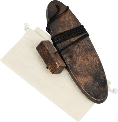 Australian Bullroarer Aboriginal Musical Instrument – Primitive Handmade Wood Spin Aerophone from Australia, Traditional Wooden Cultural Sound Tool for Outdoor Use, Rituals, Meditation, or Education in Kuwait