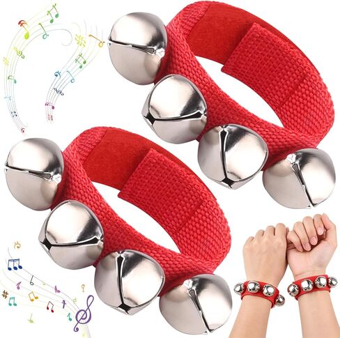 2 Pcs Black Wrist Bells Jingle Bracelets, Musical Percussion Instruments with Clear Sound for Christmas Party Favors Dance Accessories Music Rhythm Props Gifts in Kuwait