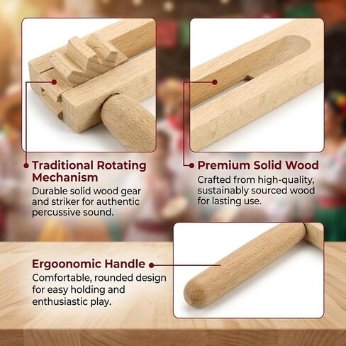 2PCS Matracas Mexicanas, Wooden Noise Maker, Matraca Noise Maker with Traditional Design, Handheld Percussion Instrument, Wooden Spinning Rattle Ratchet Noise Maker for Games, Parties and Sports in Kuwait