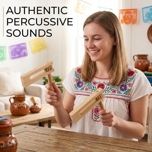 2PCS Matracas Mexicanas, Wooden Noise Maker, Matraca Noise Maker with Traditional Design, Handheld Percussion Instrument, Wooden Spinning Rattle Ratchet Noise Maker for Games, Parties and Sports in Kuwait