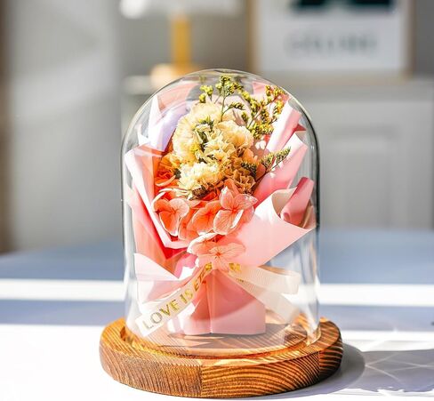Glass Display Dome Cloche with Wooden Base Clear Decorative Glass Dome Display for Plants,Heirlooms,Present(5.19*3.9IN) in Kuwait