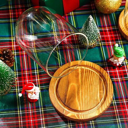 Glass Display Dome Cloche with Wooden Base Clear Decorative Glass Dome Display for Plants,Heirlooms,Present(5.19*3.9IN) in Kuwait