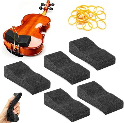 Facmogu 5PCS Violin Sponge Shoulder Rest – Soft Foam Shoulder Pad for 3/4-1/2 Violin, Comfortable & Non-Slip Violin Shoulder Rest Foam with Rubber Bands for Beginners, Concerts & Performances – Black in Kuwait