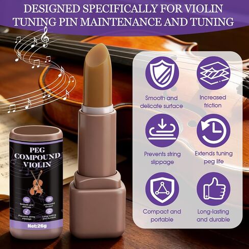JAOJAO Violin Peg Compound, Peg Compound Violin Smooth and Delicate Effectively Fill Gaps Increase Friction Not Easy to Run Tune Small and Portable Extend The Life of The Tuning Pin, 26g in Kuwait