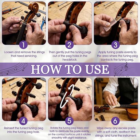 JAOJAO Violin Peg Compound, Peg Compound Violin Smooth and Delicate Effectively Fill Gaps Increase Friction Not Easy to Run Tune Small and Portable Extend The Life of The Tuning Pin, 26g in Kuwait
