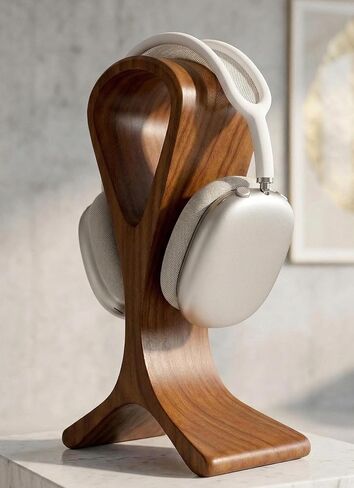 Wooden Headphone Stand for Desk – Premium Walnut Wood Headset Holder Compatible with AirPods Max, Gaming Headphones & Studio Headsets – Modern Desk Organizer & Headphone Display Stand in Kuwait