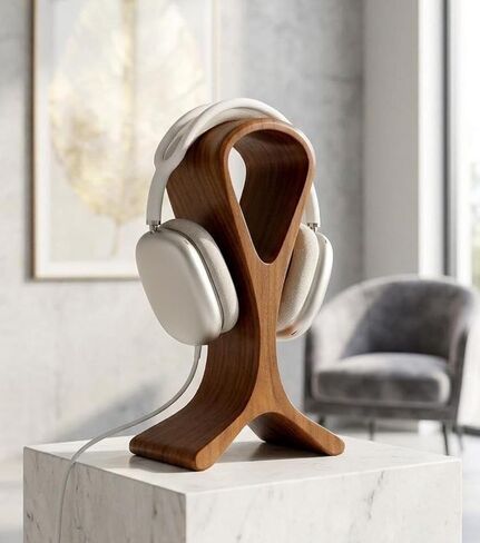 Wooden Headphone Stand for Desk – Premium Walnut Wood Headset Holder Compatible with AirPods Max, Gaming Headphones & Studio Headsets – Modern Desk Organizer & Headphone Display Stand in Kuwait