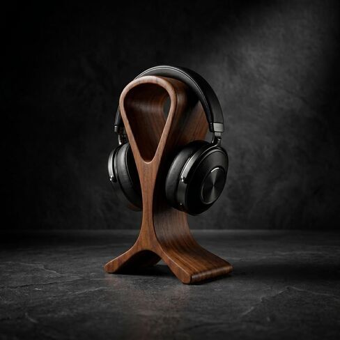 Wooden Headphone Stand for Desk – Premium Walnut Wood Headset Holder Compatible with AirPods Max, Gaming Headphones & Studio Headsets – Modern Desk Organizer & Headphone Display Stand in Kuwait