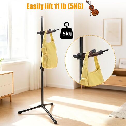 2 Pack Violin Hanger with Bow Holder, 360° Rotate Viola Hanger Hook, Portable Heavy Duty Metal Violin Holder for Mic Stand or Sheet Music Stand, Stage Shows, Home Studio Practices in Kuwait