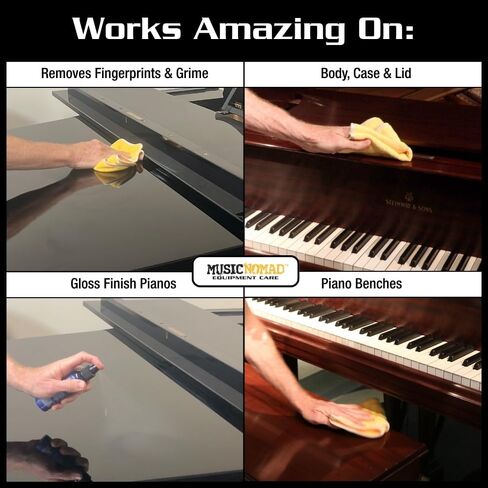 منظف ​​وملمع وشمع MusicNomad Piano ONE الكل في 1 للبيانو اللامع مع مجموعة تنظيف قماش تلميع من الألياف الدقيقة (MN135) in Saudi Arabia