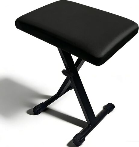 Piano Stool,Piano Bench,Keyboard Bench, Padded Cushion X-Style Height Adjustable 17.3''-19.9'', Piano Stool, Keyboard Chair, Black (Square Thickened Style) in Kuwait
