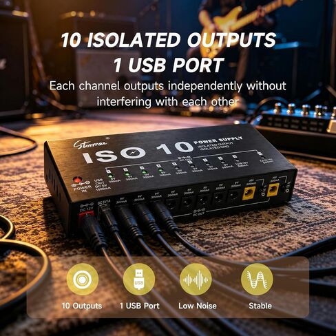 Stormee SP-2 Guitar Pedal Power Supply 10 Isolated DC Output, 9V/12V/18V 300mA 500mA for Effect Pedals, with USB Port, Short Circuit Overcurrent Protection in Kuwait