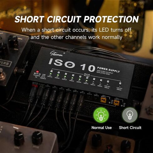 Stormee SP-2 Guitar Pedal Power Supply 10 Isolated DC Output, 9V/12V/18V 300mA 500mA for Effect Pedals, with USB Port, Short Circuit Overcurrent Protection in Kuwait