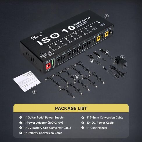 Stormee SP-2 Guitar Pedal Power Supply 10 Isolated DC Output, 9V/12V/18V 300mA 500mA for Effect Pedals, with USB Port, Short Circuit Overcurrent Protection in Kuwait