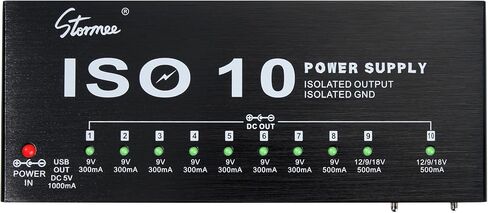 Stormee SP-2 Guitar Pedal Power Supply 10 Isolated DC Output, 9V/12V/18V 300mA 500mA for Effect Pedals, with USB Port, Short Circuit Overcurrent Protection in Kuwait