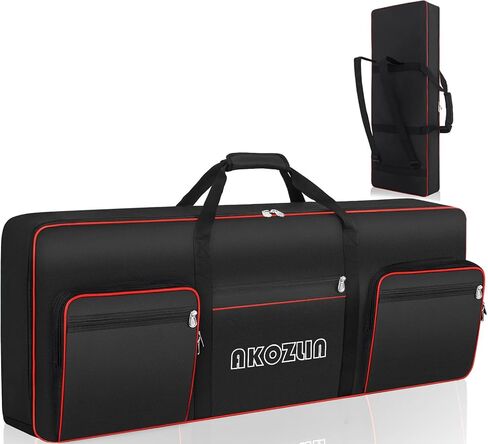 AKOZLIN 61 Key Keyboard Case, Padded Piano Bag with Handle and Adjustable Shoulder Straps, Portable Piano Keyboard Case, Soft Keyboard Gig Bag with Pockets for Accessories 40.6"x5.3"x15.7" in Kuwait
