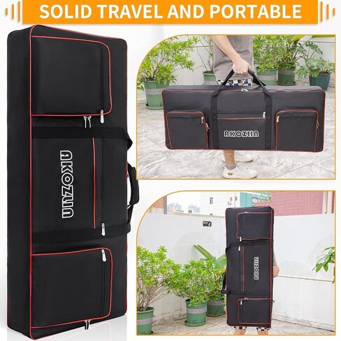 AKOZLIN 61 Key Keyboard Case, Padded Piano Bag with Handle and Adjustable Shoulder Straps, Portable Piano Keyboard Case, Soft Keyboard Gig Bag with Pockets for Accessories 40.6"x5.3"x15.7" in Kuwait
