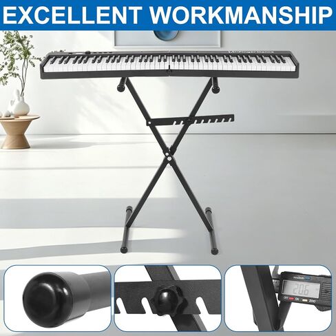 Keyboard Stand, Single X Style Adjustable Piano Keyboard Stand with Locking Straps, Sturdy Portable Black Keyboard Stand for Home Studio and Stage Performance in Kuwait