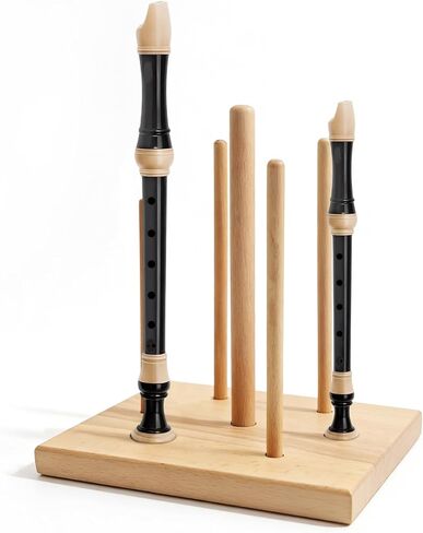 Recorder Stand with 7 Multi-Size Pegs, Wooden Flute Display Holder for Soprano, Alto, and Sopranino Recorders, Stable Tin Whistle Rack for Music Classroom, Studio and Home Organization in Kuwait