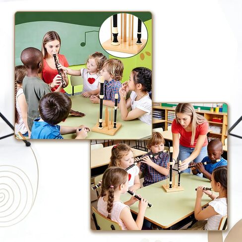 Recorder Stand with 7 Multi-Size Pegs, Wooden Flute Display Holder for Soprano, Alto, and Sopranino Recorders, Stable Tin Whistle Rack for Music Classroom, Studio and Home Organization in Kuwait