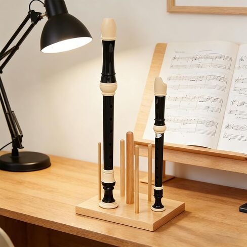 Recorder Stand with 7 Multi-Size Pegs, Wooden Flute Display Holder for Soprano, Alto, and Sopranino Recorders, Stable Tin Whistle Rack for Music Classroom, Studio and Home Organization in Kuwait