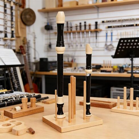 Recorder Stand with 7 Multi-Size Pegs, Wooden Flute Display Holder for Soprano, Alto, and Sopranino Recorders, Stable Tin Whistle Rack for Music Classroom, Studio and Home Organization in Kuwait