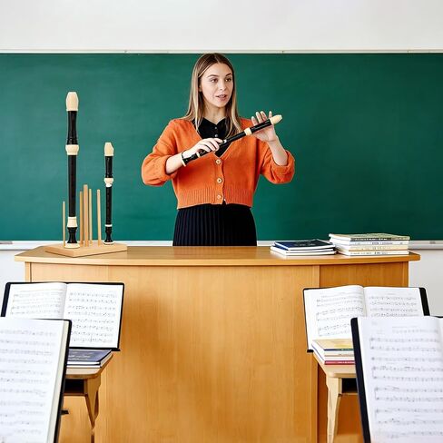 Recorder Stand with 7 Multi-Size Pegs, Wooden Flute Display Holder for Soprano, Alto, and Sopranino Recorders, Stable Tin Whistle Rack for Music Classroom, Studio and Home Organization in Kuwait