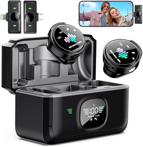 Magnetic Wireless Microphone for iPhone: Wireless lavalier Microphone for Android with Intelligent Noise Reduction Hi-Fi Recording Vlogging Recording for Content Creator in Kuwait