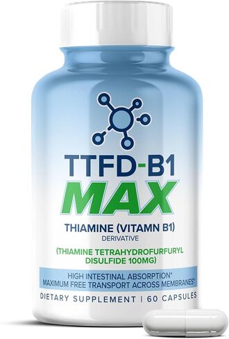 TTFD - B1 Max - ثيامين فيتامين B1 TTFD - 100 ملغ - (ثيامين رباعي هيدروفورفوريل ثاني كبريتيد) ثيامين ماكس، 60 كبسولة من MAXLIFE NATURALS. in Kuwait