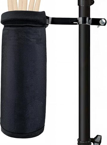 Drum Stick Bag Holder, Portable Drumstick Bag with Adjustable Clamp, Nylon Holder for Drumsticks, Brushes & Mallets, Up to 8 Pairs of Sticks (Black) in Kuwait