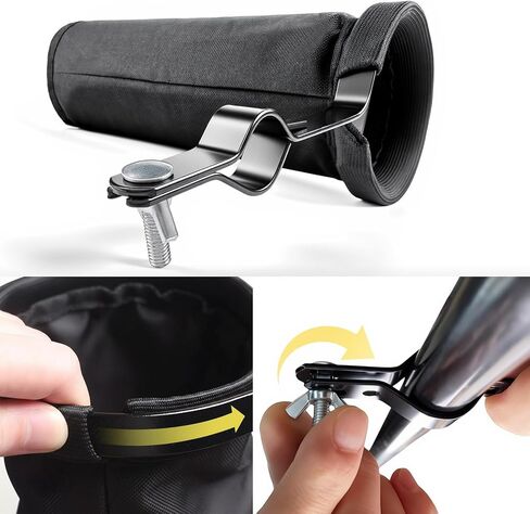 Drum Stick Bag Holder, Portable Drumstick Bag with Adjustable Clamp, Nylon Holder for Drumsticks, Brushes & Mallets, Up to 8 Pairs of Sticks (Black) in Kuwait