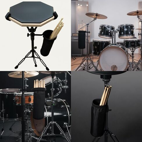 Drum Stick Bag Holder, Portable Drumstick Bag with Adjustable Clamp, Nylon Holder for Drumsticks, Brushes & Mallets, Up to 8 Pairs of Sticks (Black) in Kuwait
