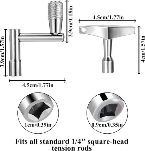 Drum Key 3 Pack Drum Keys for Tuning Drums, Universal Drums Tuning Keys with Continuous Standard Motion Speed Key, Standard 1/4" Socket, Multi Tool Chrome Plated Steel Tuners with Keyhole in Kuwait