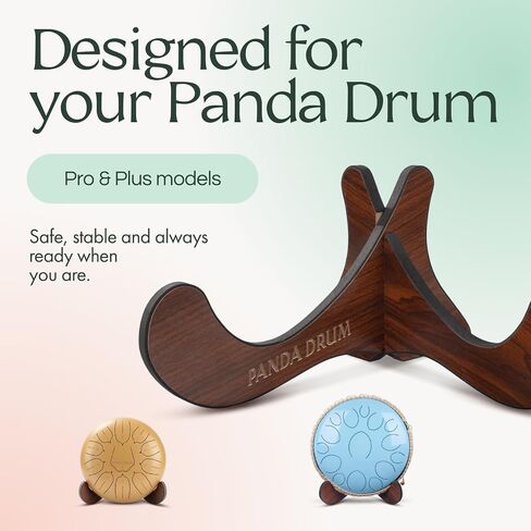 PANDA DRUM Wooden Stand for 11 and 15 inches Drums - Brown Handpan Stand with Soft Foam Lining - Foldable Display Holder - Fits Plus and Pro Models in Kuwait