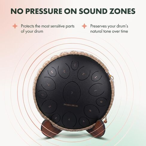 PANDA DRUM Wooden Stand for 11 and 15 inches Drums - Brown Handpan Stand with Soft Foam Lining - Foldable Display Holder - Fits Plus and Pro Models in Kuwait