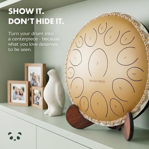 PANDA DRUM Wooden Stand for 11 and 15 inches Drums - Brown Handpan Stand with Soft Foam Lining - Foldable Display Holder - Fits Plus and Pro Models in Kuwait