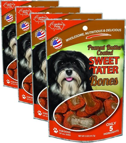 Carolina Prime Pet 45311 Peanut Butter Coated Sweet Tater Bone Treat For Dogs ( 1 Pouch), One Size in Kuwait