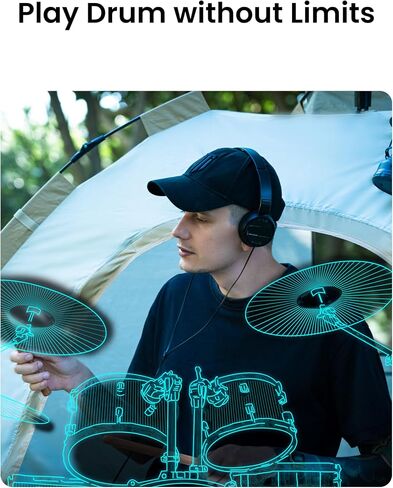 AeroBand Electronic Drum Set PocketDrum2 MAX, Air Drum Sticks & Pedals & Bluetooth Adapter, Play Drum Anywhere Anytime, 8 Tones and USB Midi Teens Adult Drummer Gift (Earphone Included) in Saudi Arabia
