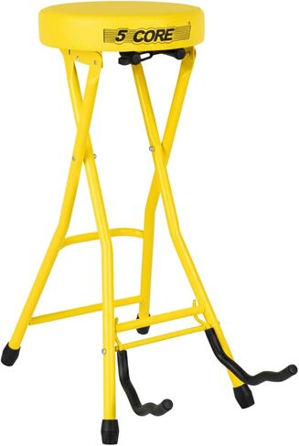 5 CORE Guitar Stool with Guitar Stand Foot Rest Portable Folding Chair with Padded 3.15" Seat and Rubber Feet for Home Studio On Stage and School Blue - GSTOOL L- BLU in Kuwait